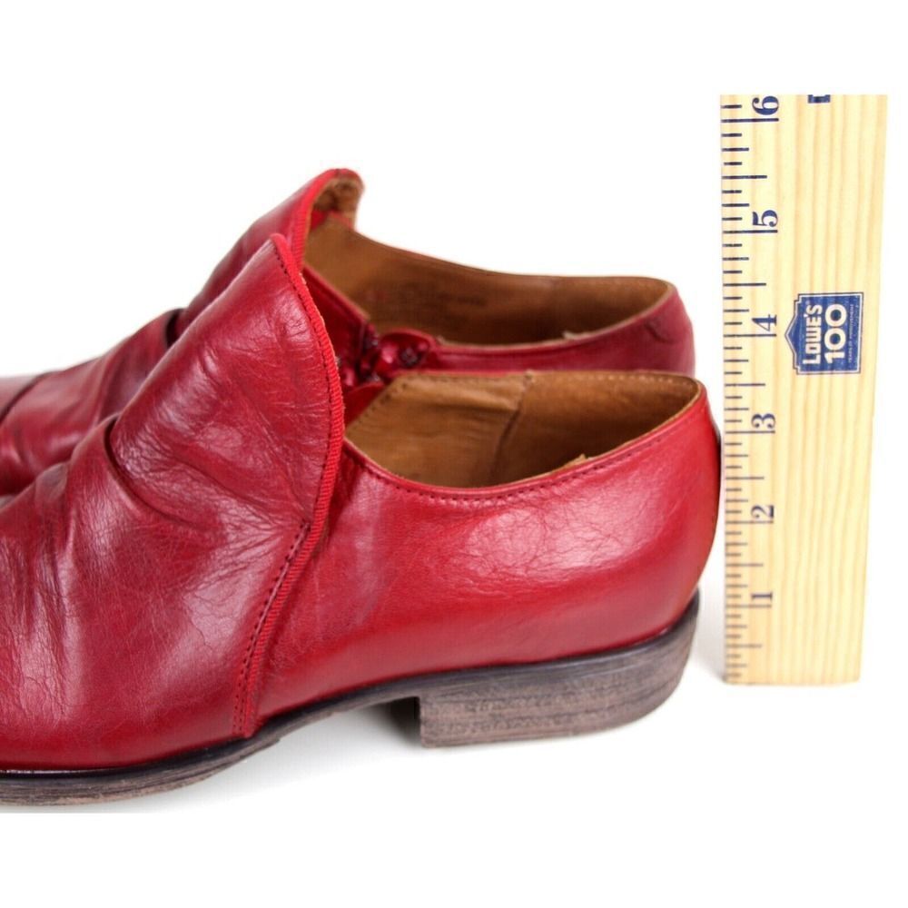 Miz Mooz RED GENUINE LEATHER LOW HEEL ROUND TOE ZIP SIDE LOAFER SHOES Size 6 - Picture 12 of 13
